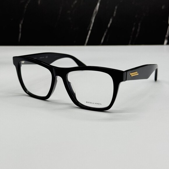 NEW BOTTEGA VENETA EYEGLASSES BV1120OA 001 BLACK SQUARE WOMEN EYEWEAR Bottega Veneta BV1120O 001 Shiny Black Optical Frame - eye  main image 3